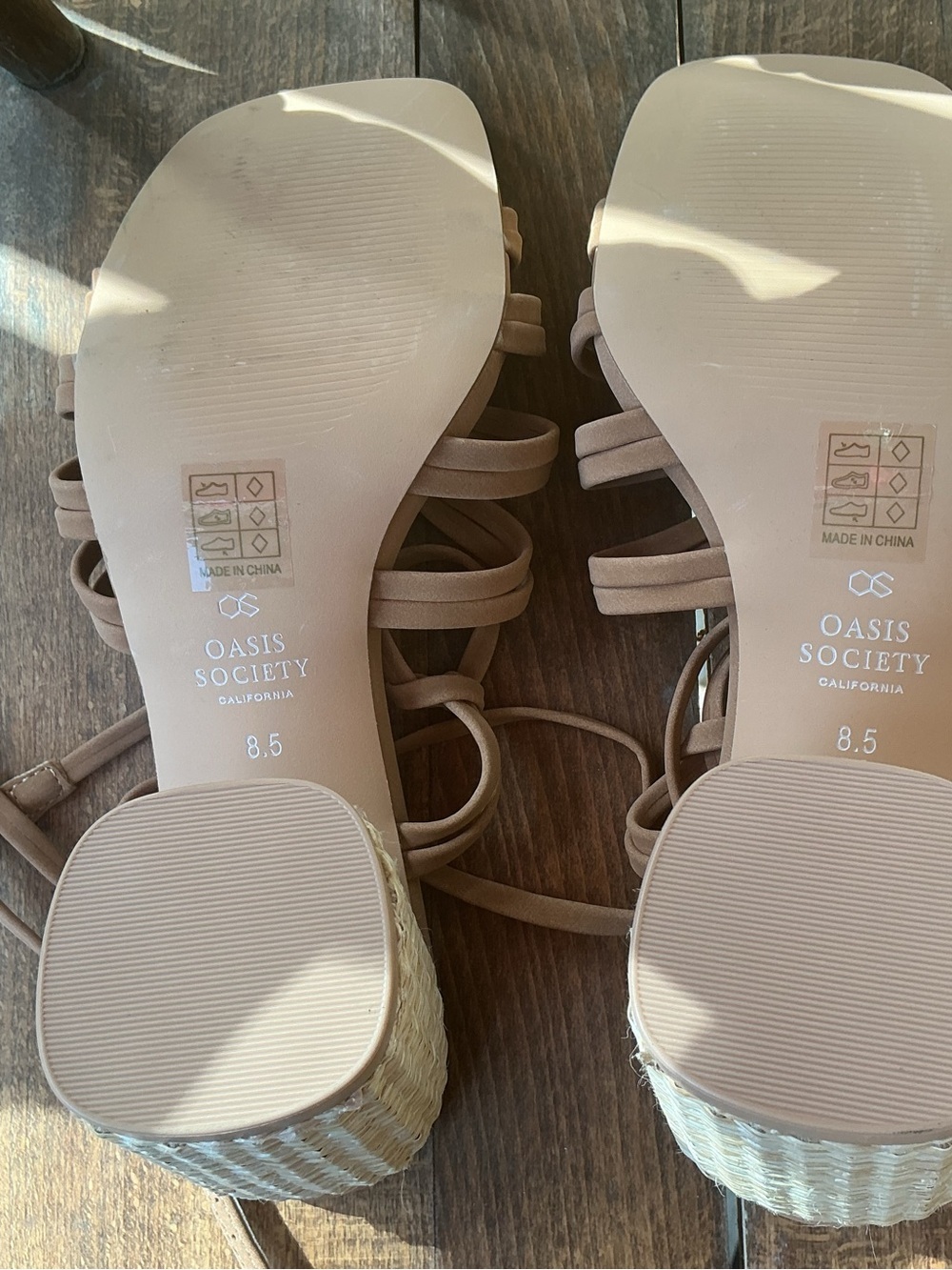 Oasis Society California Raffia Block Heel Sandals NWOT Women’s 8.5 Coastal Chic - Picture 5 of 12